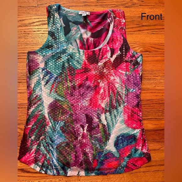 Very Cute Cache Blouse, Med, Excellent Preowned Condition-Multicolored w/Sequins - Picture 1 of 9